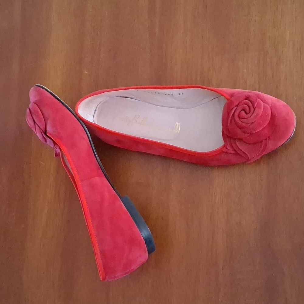 Pretty Ballerinas Red Suede Ballet Flats Leather Made In Spain sz 37 (US 6.5M) - Picture 5 of 9
